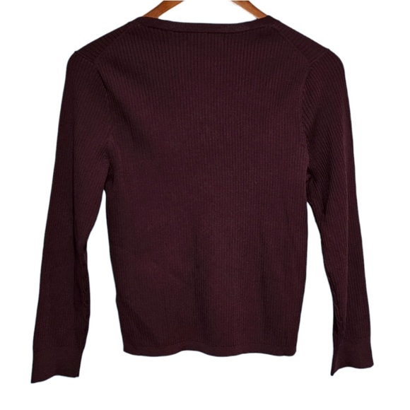 J.Crew Supersculpt Ribbed Sweater T-Shirt Midnight Burgundy Womens Size small - Picture 3 of 9